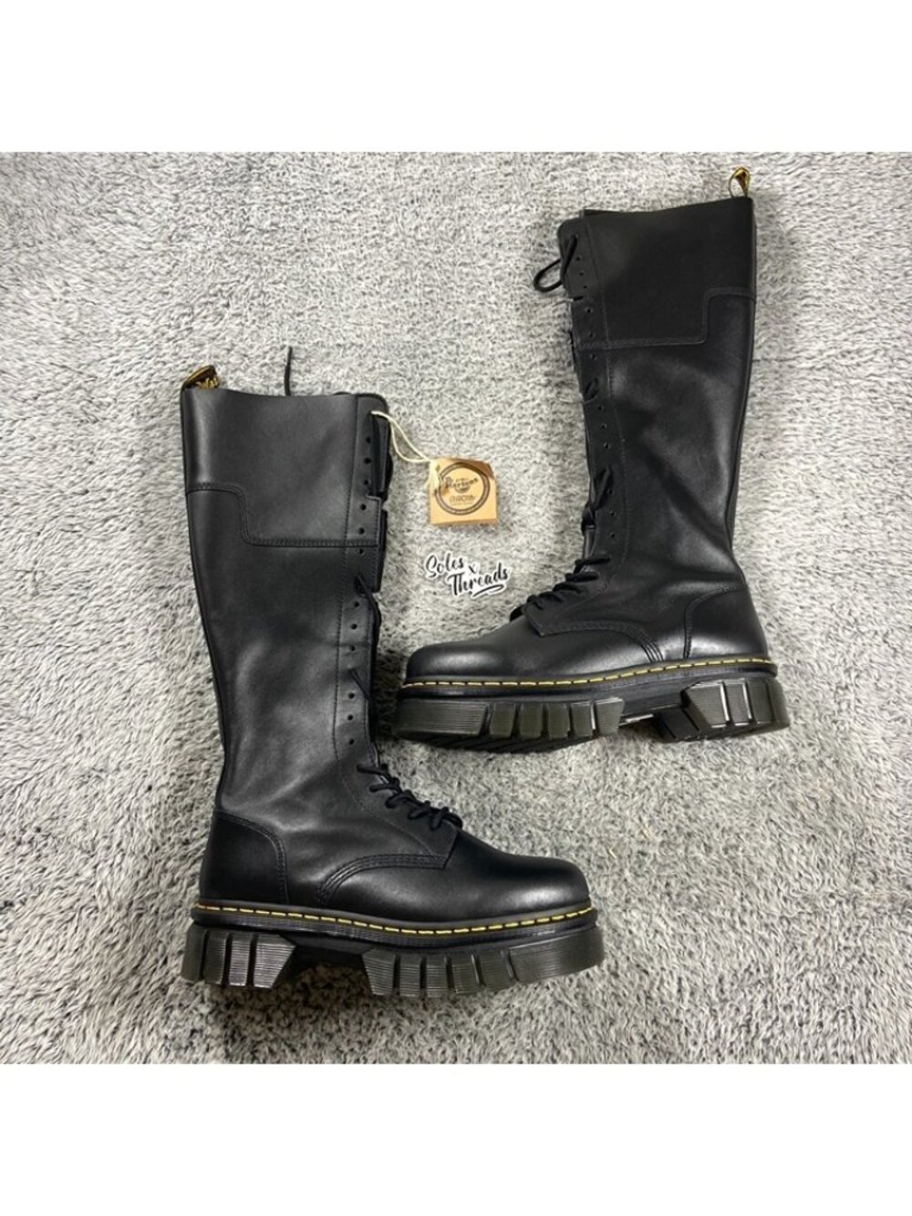 Dr. Martens Audrick 20 Eye Leather Knee High Platform Boots Size 11 Women Black